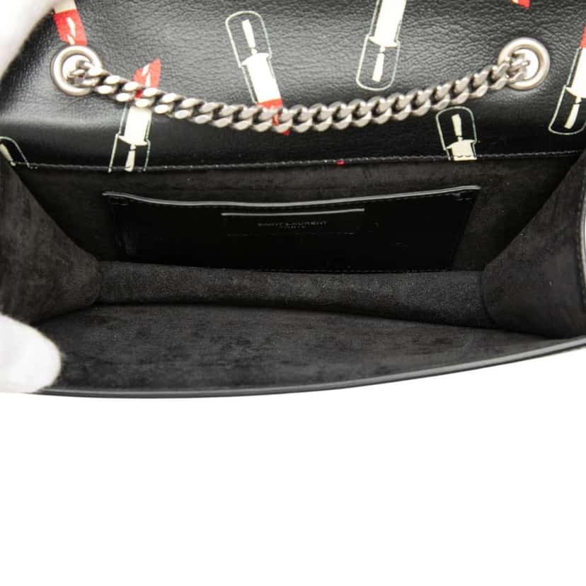 Saint Laurent Calfskin Lipstick Print Betty Crossbody Black Leather Very good condition - Model View