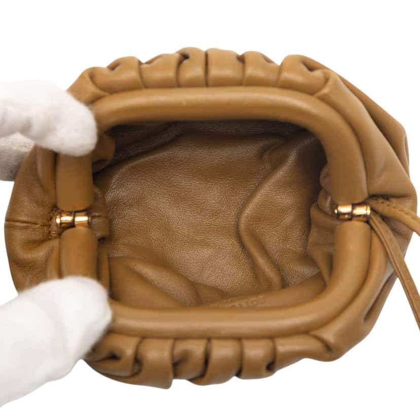 Bottega Veneta Lambskin The Extra Mini Pouch Crossbody Brown Leather Very good condition - Model View