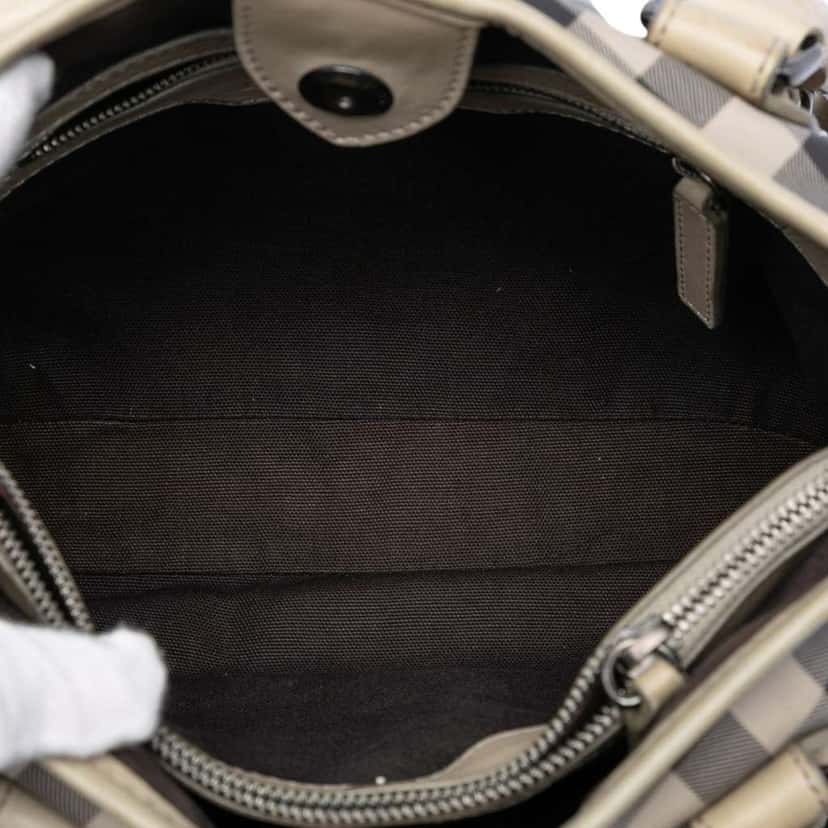 Burberry Small Smoke Check Coated Canvas Northfield Satchel Grey Canvas Very good condition - Model View