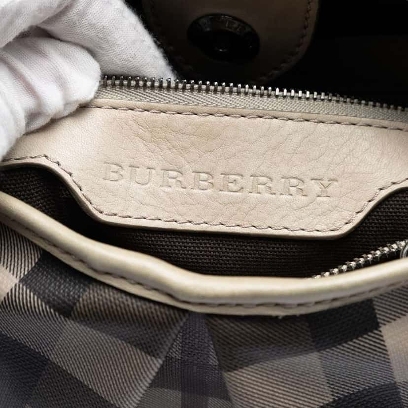 Burberry Small Smoke Check Coated Canvas Northfield Satchel Grey Canvas Very good condition - Box View
