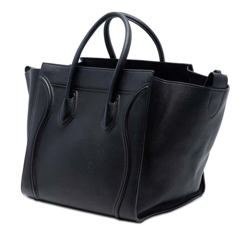 Celine Medium Grained Calfskin Phantom Luggage Tote Black Leather Very good condition - Back View