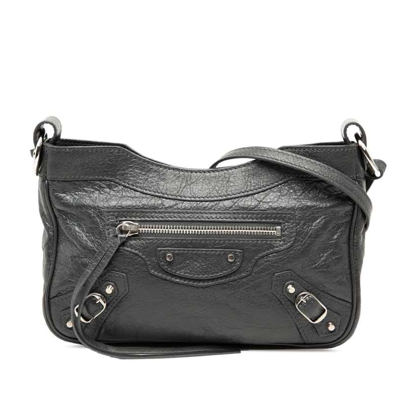 Balenciaga Lambskin Motocross Classic Hip Crossbody Black Leather Very good condition - Front View