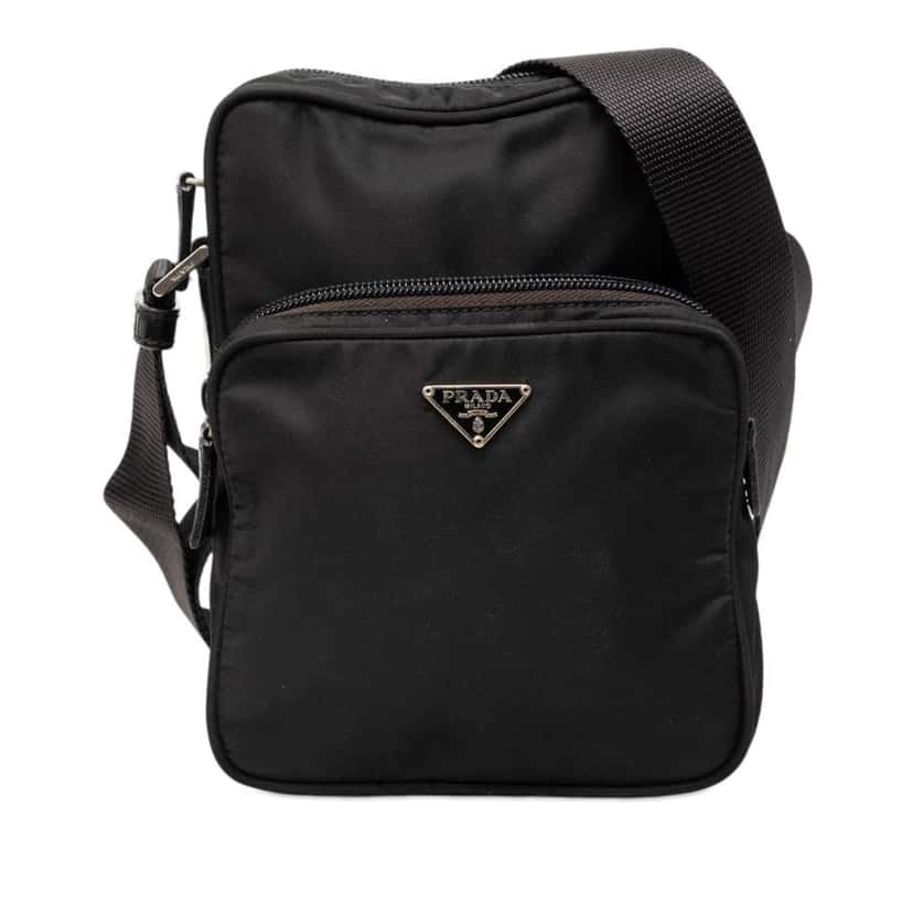 Prada Tessuto Zip Top Crossbody Black Good condition - Front View