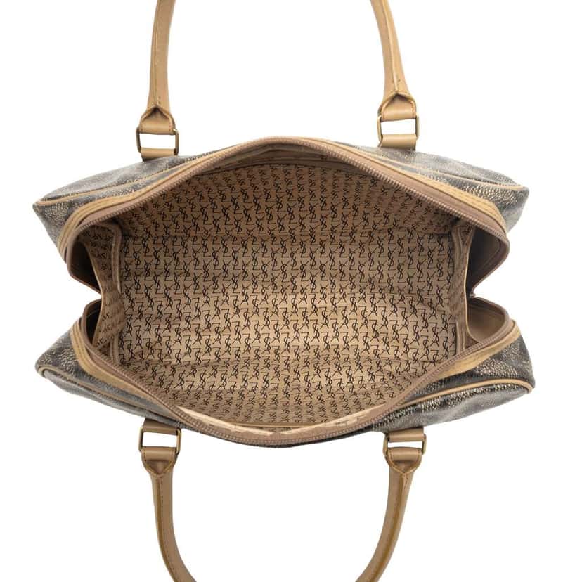 Saint Laurent Coated Canvas Giraffe Print Boston Bag Grey Canvas Very good condition - Model View