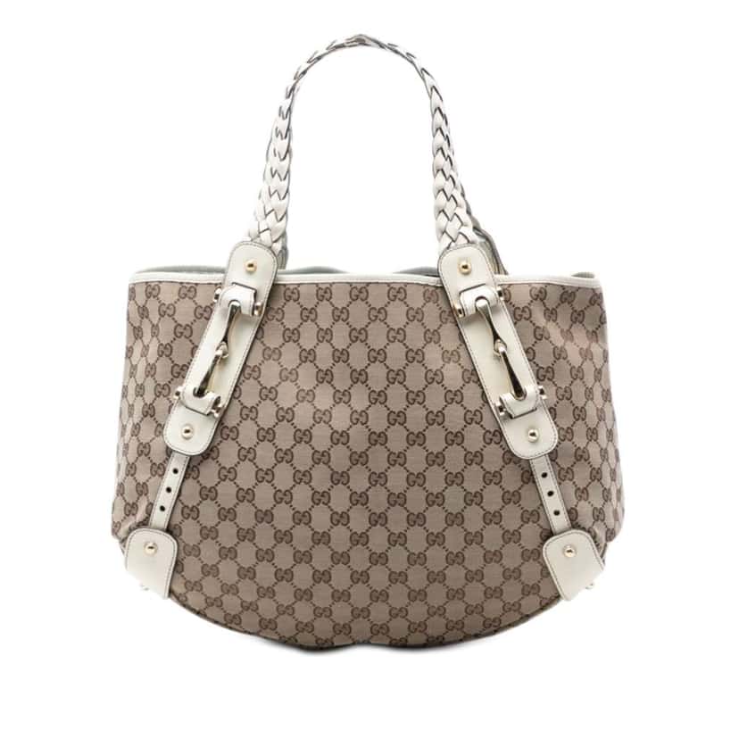 Gucci GG Canvas Horsebit Pelham Shoulder Bag Beige Canvas Very good condition - Front View