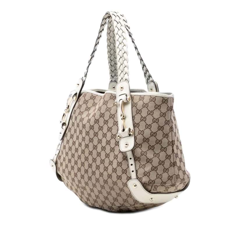 Gucci GG Canvas Horsebit Pelham Shoulder Bag Beige Canvas Very good condition - Back View