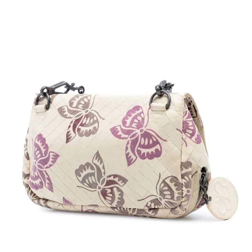 Bottega Veneta Small Nappa Intrecciomirage Butterfly Chain Crossbody Brown Leather Very good condition - Back View