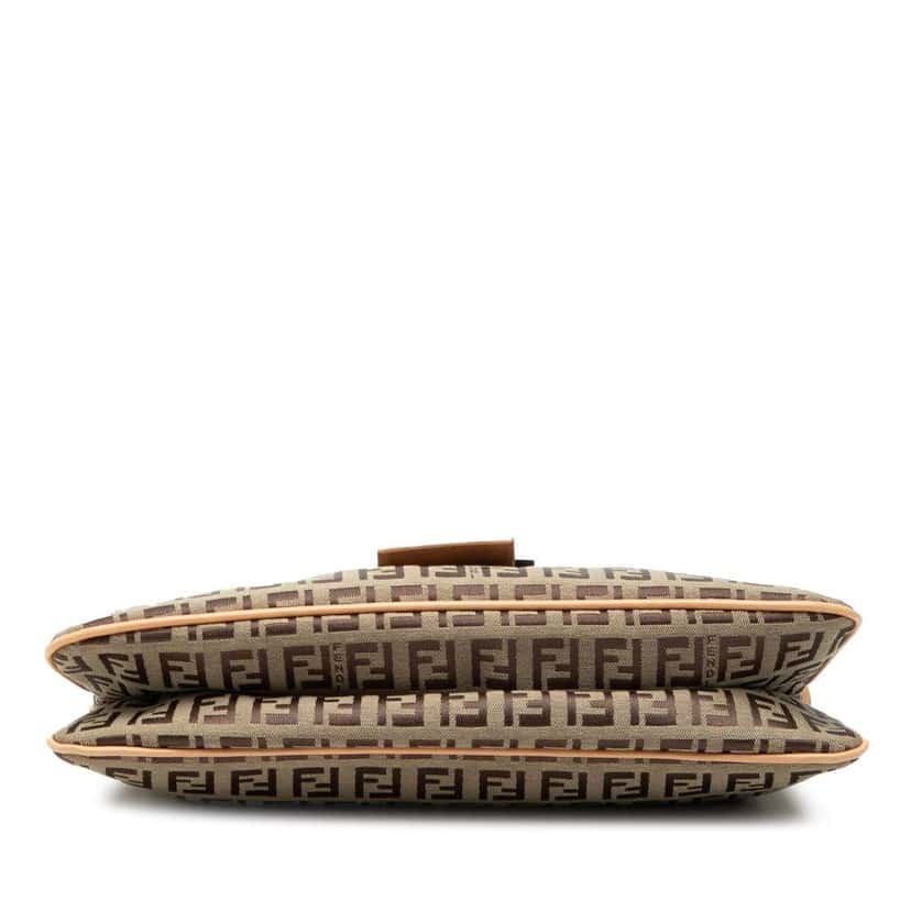 Fendi Zucchino Canvas Double Flap Shoulder Bag Brown Canvas Very good condition - Inside View