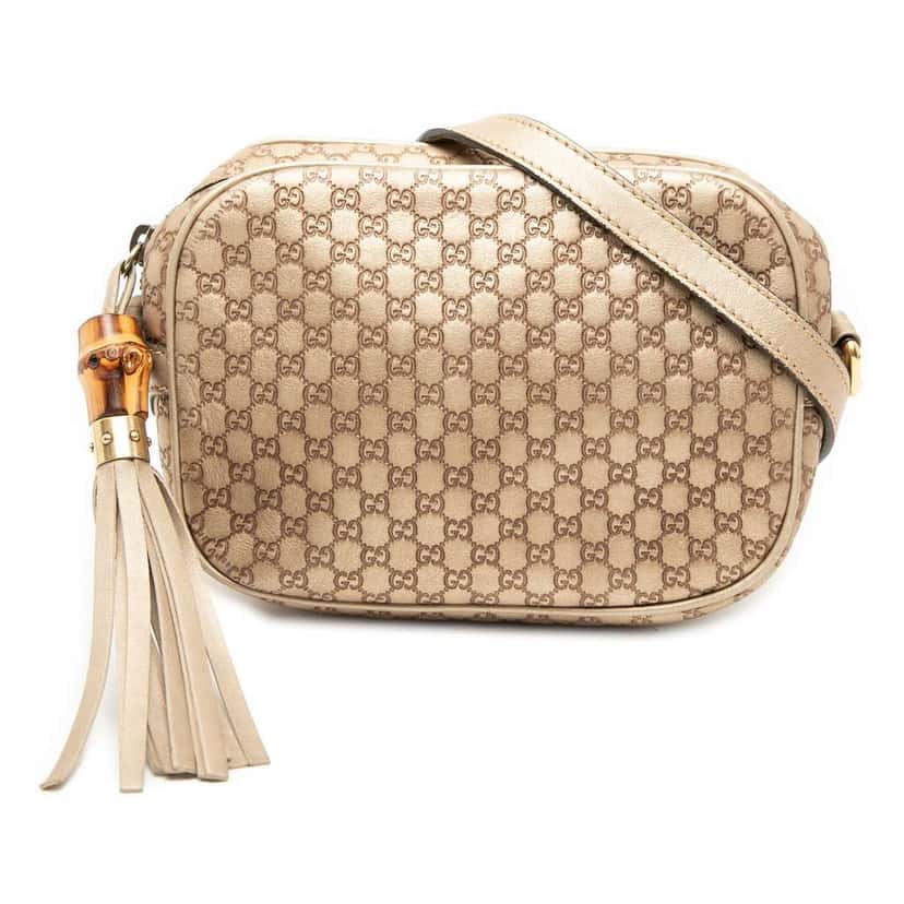 Gucci Metallic Microguccissima Sunshine Disco Camera Bag Gold Leather Very good condition - Front View