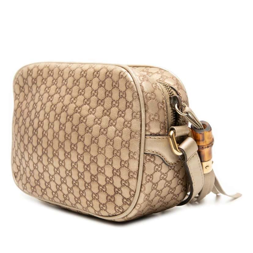 Gucci Metallic Microguccissima Sunshine Disco Camera Bag Gold Leather Very good condition - Back View