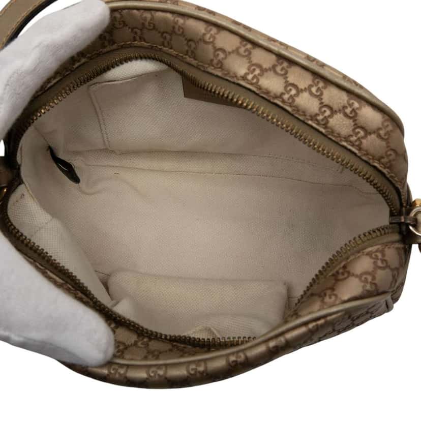 Gucci Metallic Microguccissima Sunshine Disco Camera Bag Gold Leather Very good condition - Model View