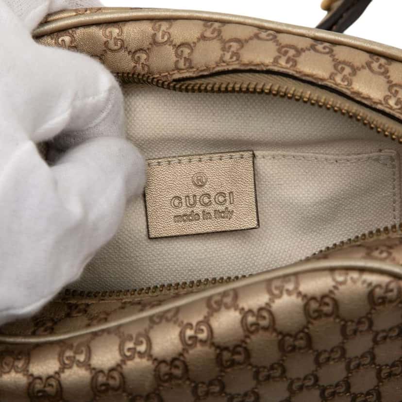 Gucci Metallic Microguccissima Sunshine Disco Camera Bag Gold Leather Very good condition - Box View