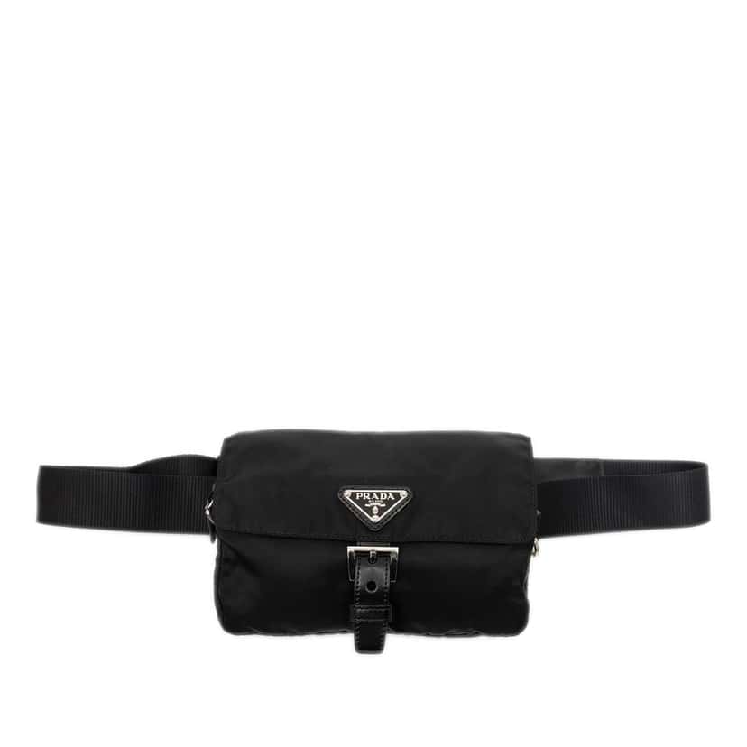 Prada Tessuto Buckle Belt Bag Black Very good condition - Front View