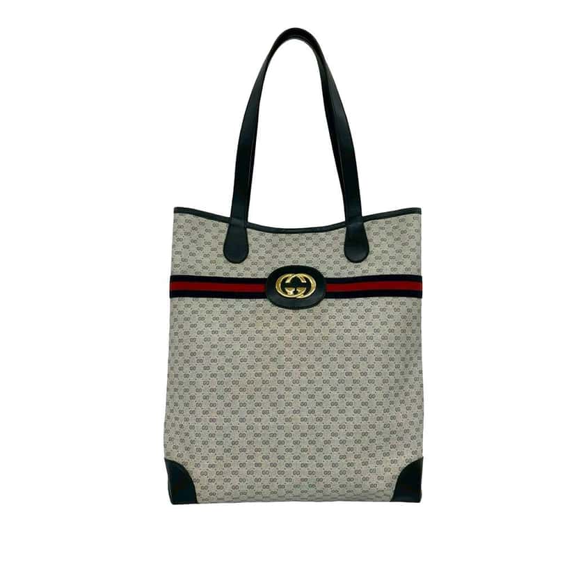 Gucci Micro GG Supreme Web Tote Grey Canvas Very good condition - Front View