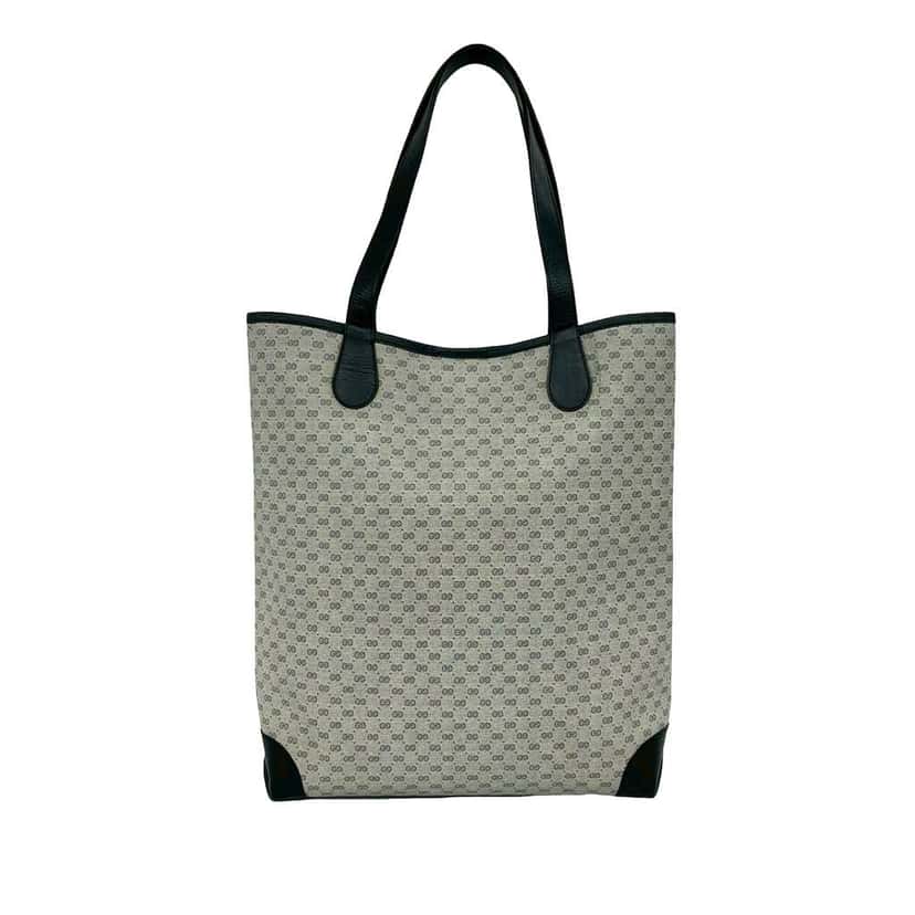 Gucci Micro GG Supreme Web Tote Grey Canvas Very good condition - Back View