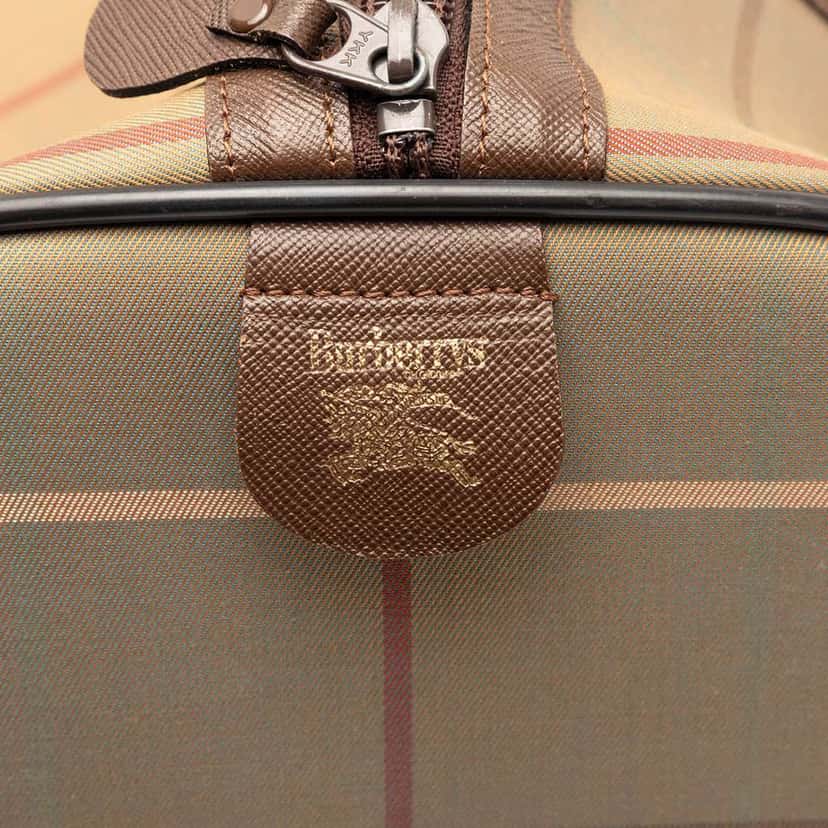 Burberry Vintage Check Canvas Boston Bag Brown Canvas Very good condition - Box View