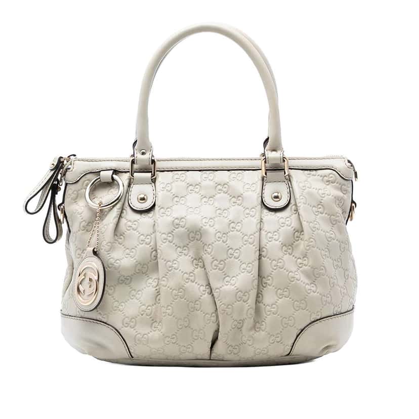 Gucci Guccissima Sukey Satchel White Leather Very good condition - Front View