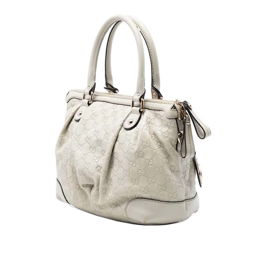 Gucci Guccissima Sukey Satchel White Leather Very good condition - Back View