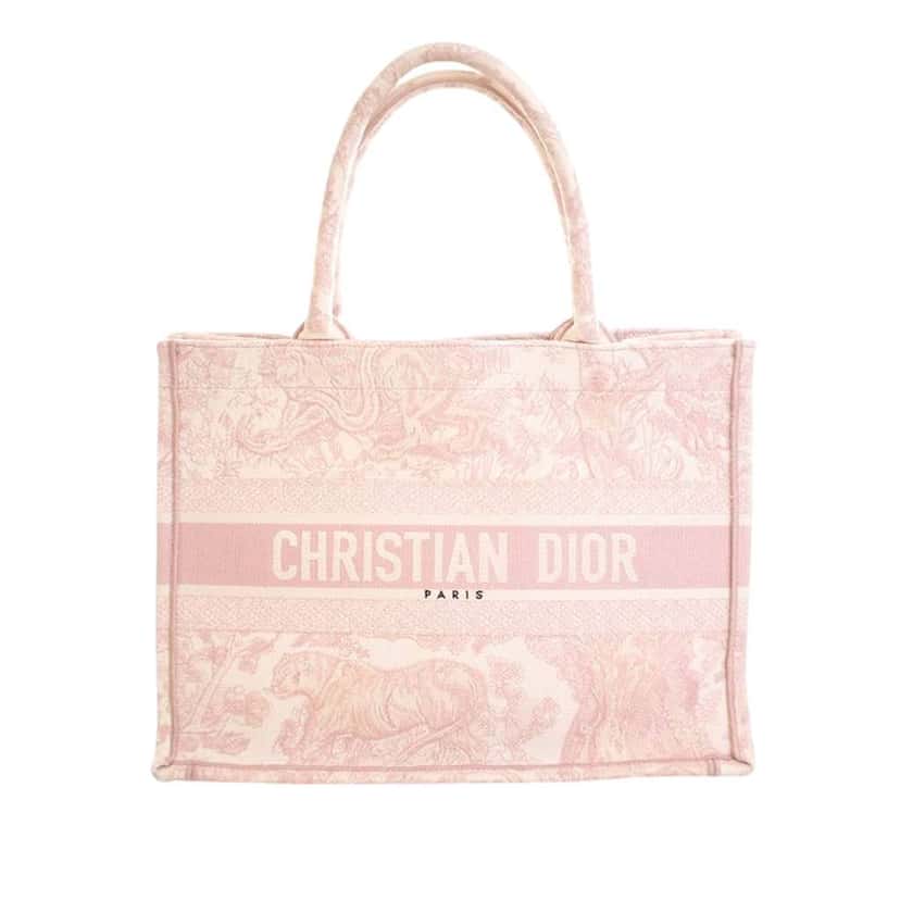 Dior Medium Canvas Embroidered Dioriviera Toile De Jouy Book Tote Pink Canvas Very good condition - Front View
