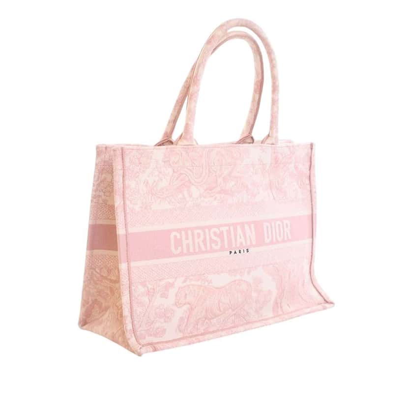 Dior Medium Canvas Embroidered Dioriviera Toile De Jouy Book Tote Pink Canvas Very good condition - Back View