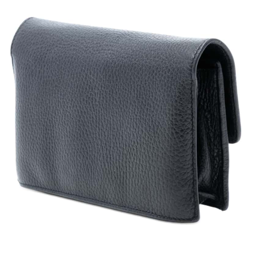 Gucci Leather Interlocking G Dollar Wallet on Chain Black Leather Very good condition - Back View