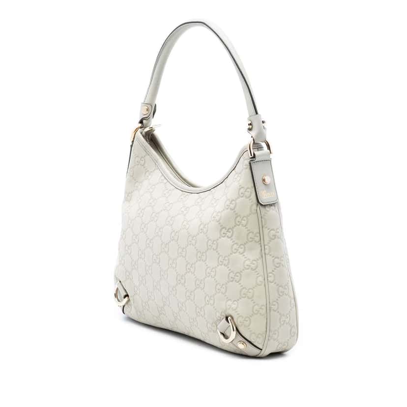 Gucci Guccissima Abbey D Ring Shoulder Bag White Leather Very good condition - Back View
