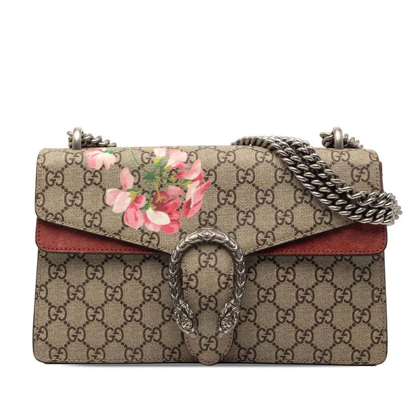 Gucci Medium GG Supreme Blooms Dionysus Shoulder Bag Beige Canvas Very good condition - Front View