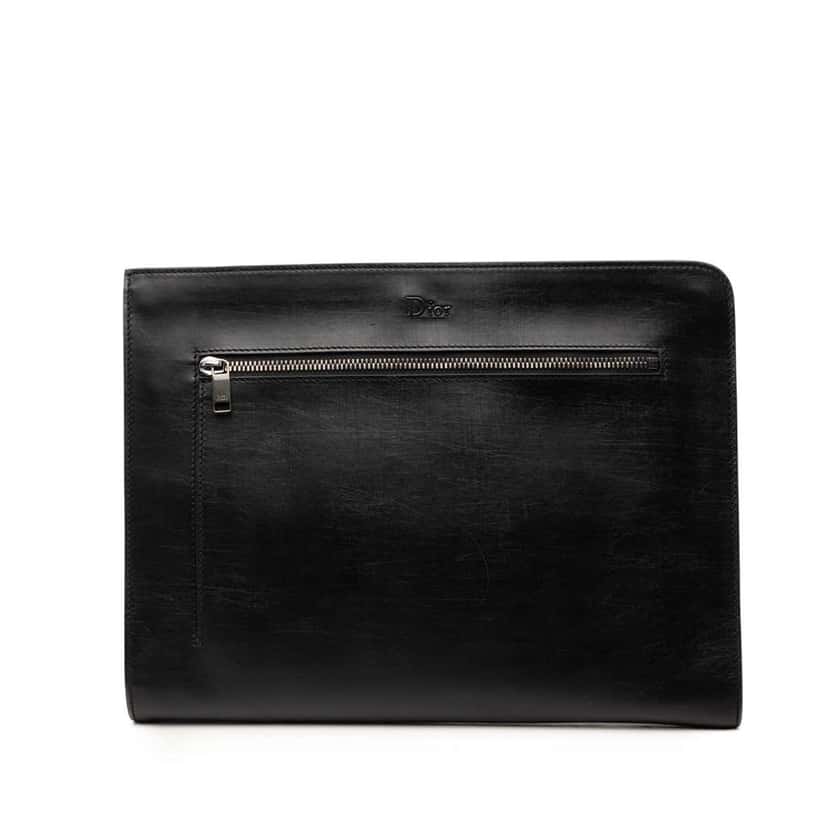 Dior Leather Clutch Black Leather Very good condition - Front View