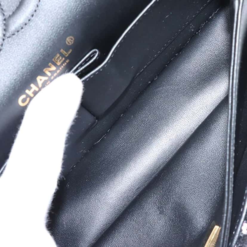 Chanel Medium Classic Tweed Sequins Double Flap Black Tweed Very good condition - Box View