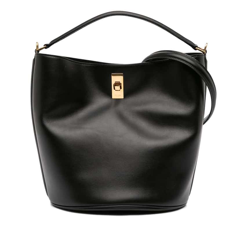 Celine Smooth Calfskin Bucket 16 Black Leather Very good condition - Front View