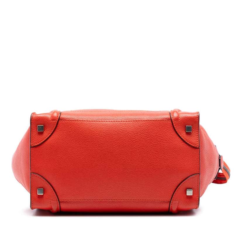 Celine Mini Grained Calfskin Luggage Tote Orange Leather Very good condition - Inside View