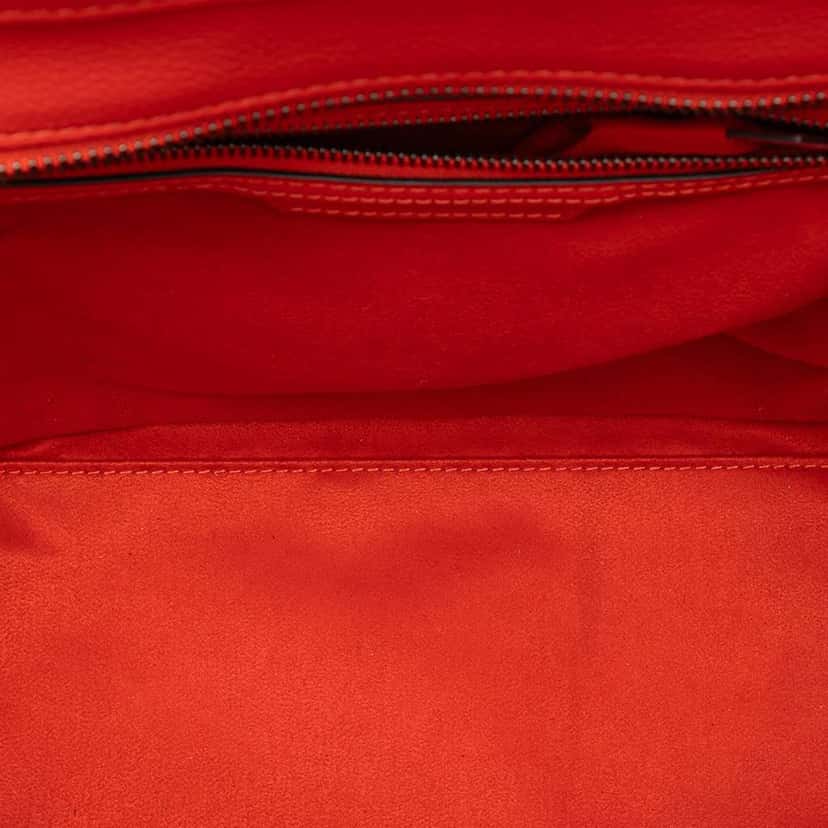 Celine Mini Grained Calfskin Luggage Tote Orange Leather Very good condition - Model View