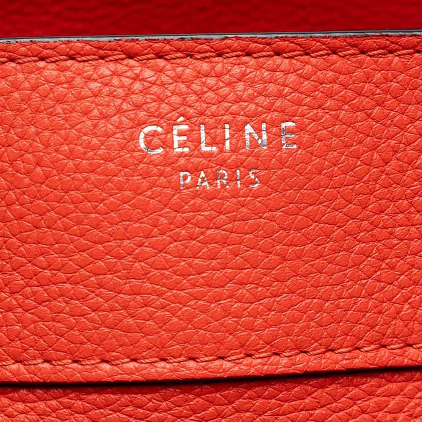 Celine Mini Grained Calfskin Luggage Tote Orange Leather Very good condition - Box View