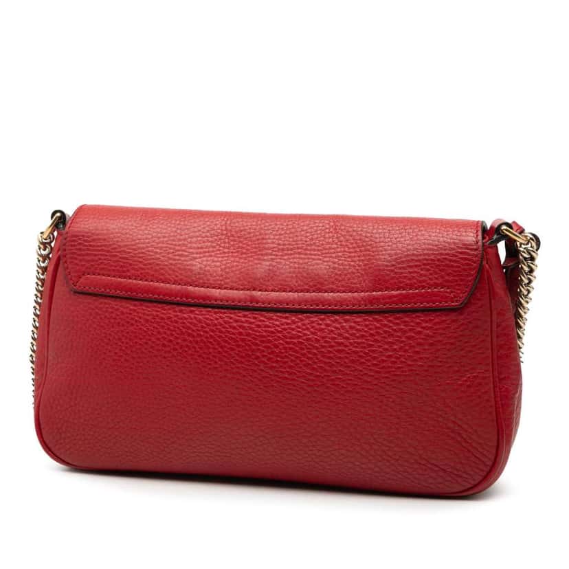 Gucci Medium Leather Soho Chain Flap Crossbody Red Leather Very good condition - Back View