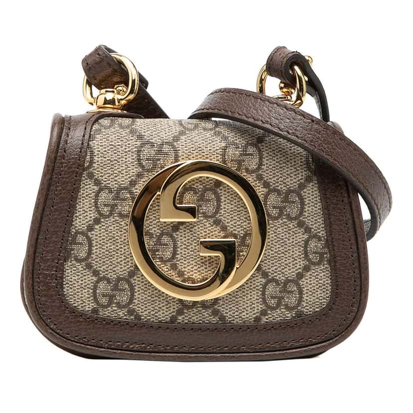 Gucci GG Supreme Blondie Card Case on Strap Beige Canvas Very good condition - Front View