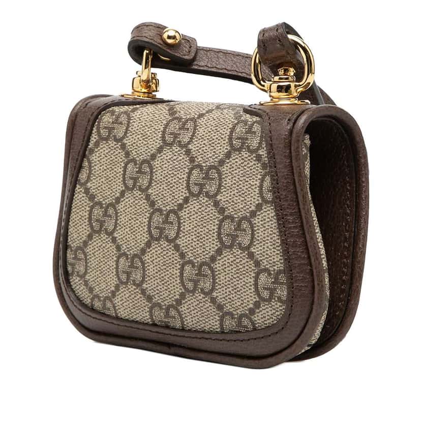 Gucci GG Supreme Blondie Card Case on Strap Beige Canvas Very good condition - Back View