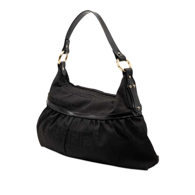 Fendi Zucca Canvas Chef Shoulder Bag Black Canvas Very good condition - Back View