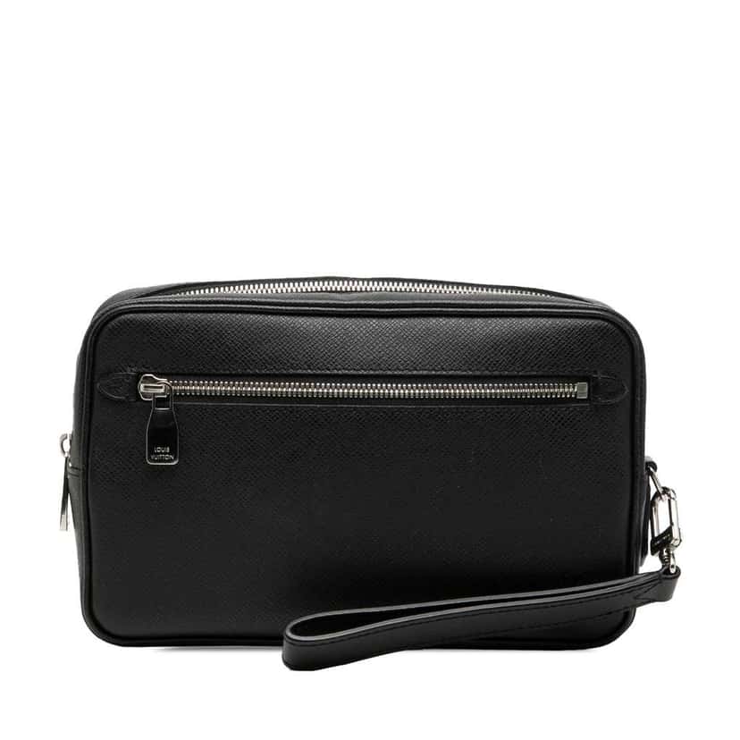 Louis Vuitton Taiga Pochette Kasai Black Leather Very good condition - Front View