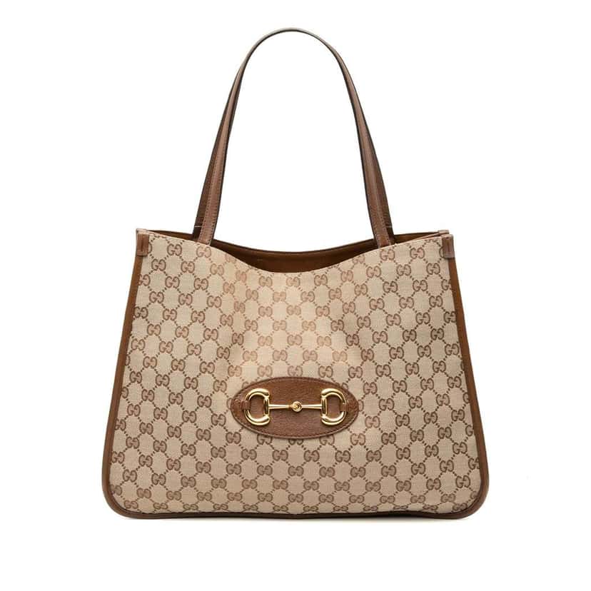 Gucci Medium GG Canvas Horsebit 1955 Tote Beige Canvas Very good condition - Front View