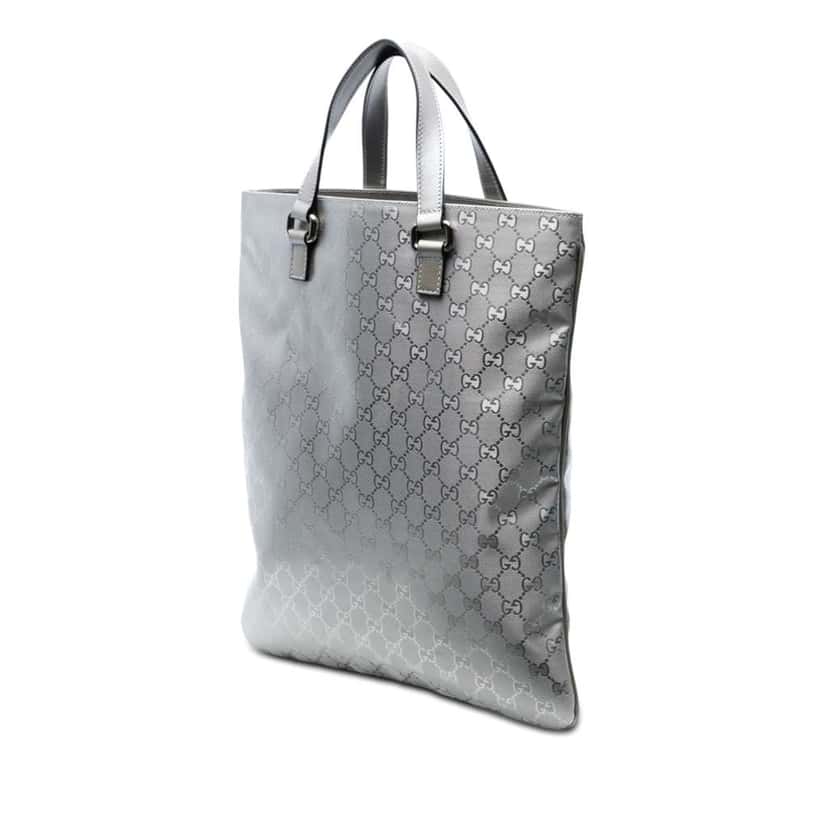 Gucci GG Imprime Vertical Tote Silver Canvas Very good condition - Back View