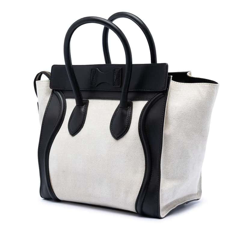 Celine Mini Bicolor Canvas and Leather Luggage Tote Brown Canvas Very good condition - Back View