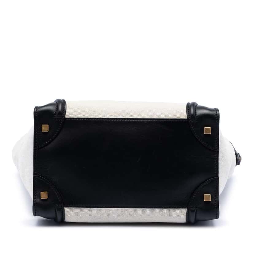 Celine Mini Bicolor Canvas and Leather Luggage Tote Brown Canvas Very good condition - Inside View