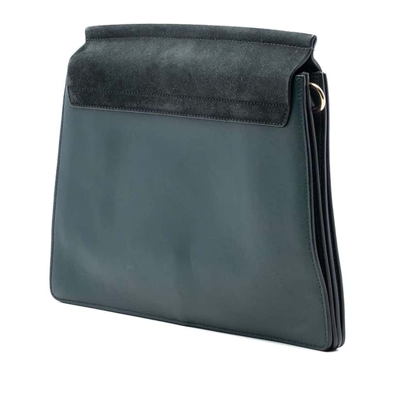 Chloé Medium Calfskin and Suede Faye Crossbody Green Leather Very good condition - Back View