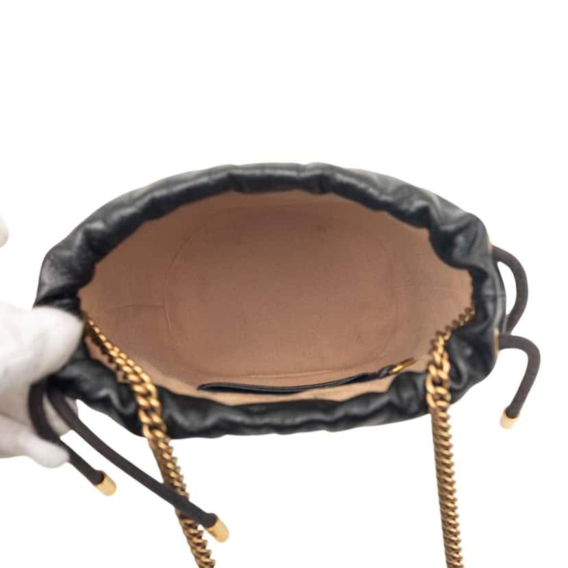 Gucci Mini GG Marmont Matelasse Diagonal Leather Torchon Bucket Bag Beige Leather Very good condition - Model View