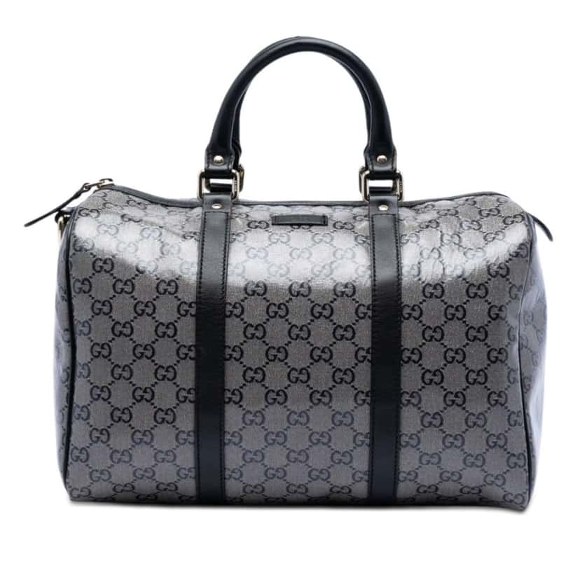 Gucci Medium GG Crystal Joy Boston Bag Grey Canvas Very good condition - Front View