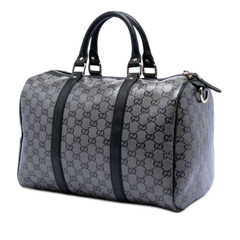 Gucci Medium GG Crystal Joy Boston Bag Grey Canvas Very good condition - Back View