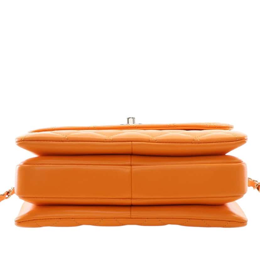 Chanel Mini Quilted Lambskin Trendy CC Top Handle Flap Orange Leather Very good condition - Box View