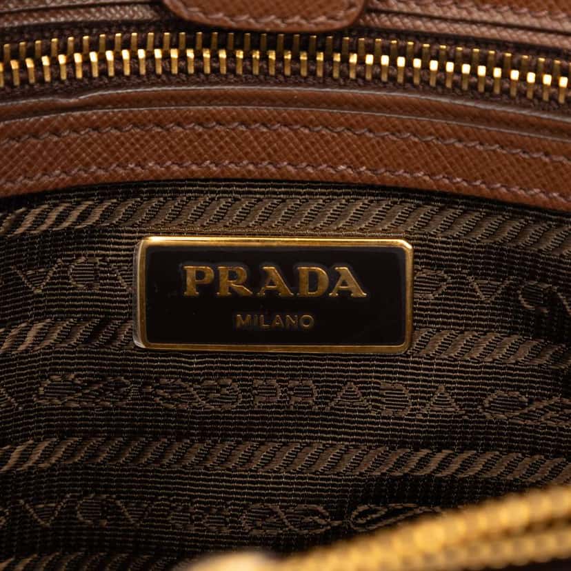 Prada Medium Saffiano Lux Galleria Satchel Brown Leather Very good condition - Box View