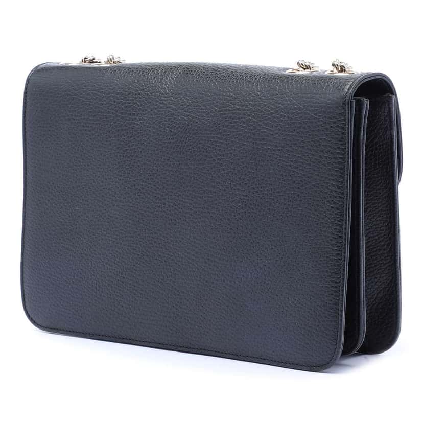 Gucci Medium Dollar Calfskin Interlocking G Crossbody Black Leather Very good condition - Back View