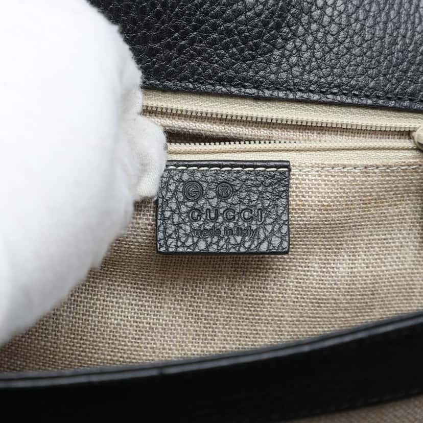 Gucci Medium Dollar Calfskin Interlocking G Crossbody Black Leather Very good condition - Box View